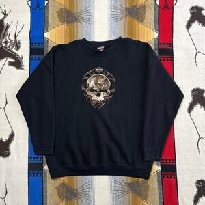 Vintage Y2K Men’s Harley Davidson Skull Crewneck Sweatshirt Size XL Biker